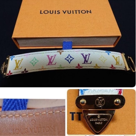 Gorgeous Multi Color Italian Leather Cuff by Louis Vuitton - Picture 2 of 4